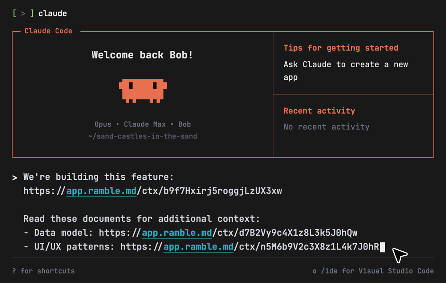 Claude Code using a Ramble context link