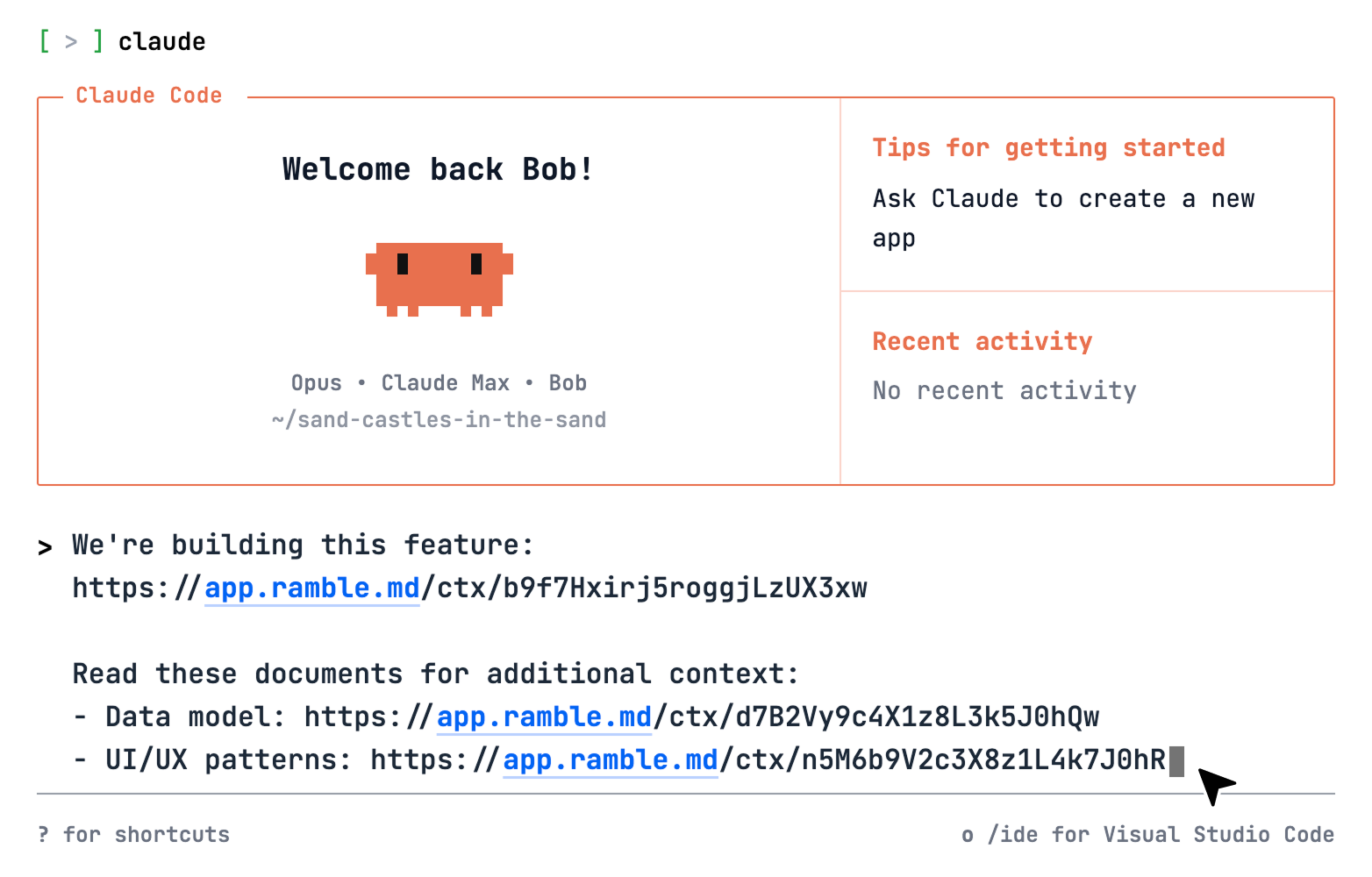 Claude Code using a Ramble context link